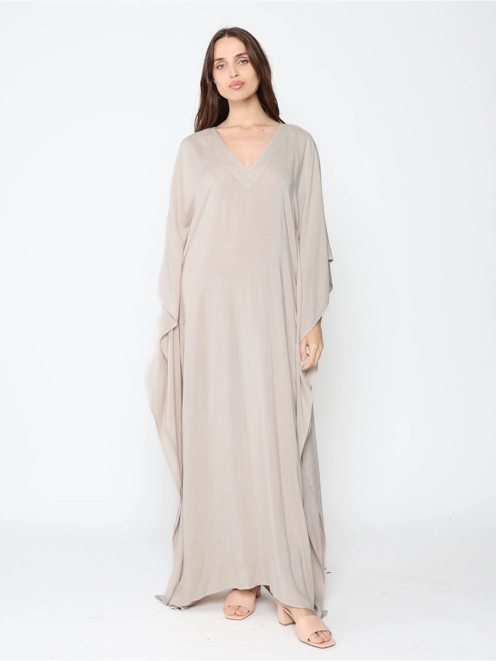 Ripley Rader Los Angeles Champagne Shimmer Caftan Maxi Dress Size 1 small w/flaw
